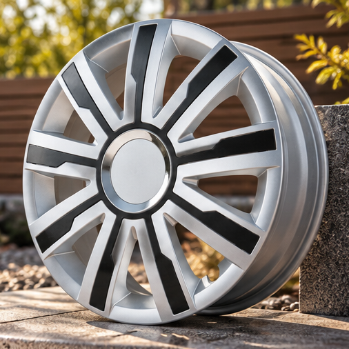 17" Silver/Black Wheel Trims - Style 25