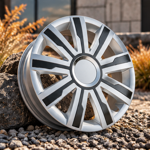 17" Silver/Black Wheel Trims - Style 25